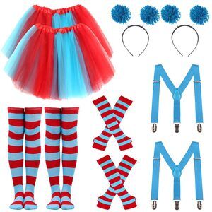 5423 10pcs Cosplay Costume Set Include Red Blue Tulle Tutu